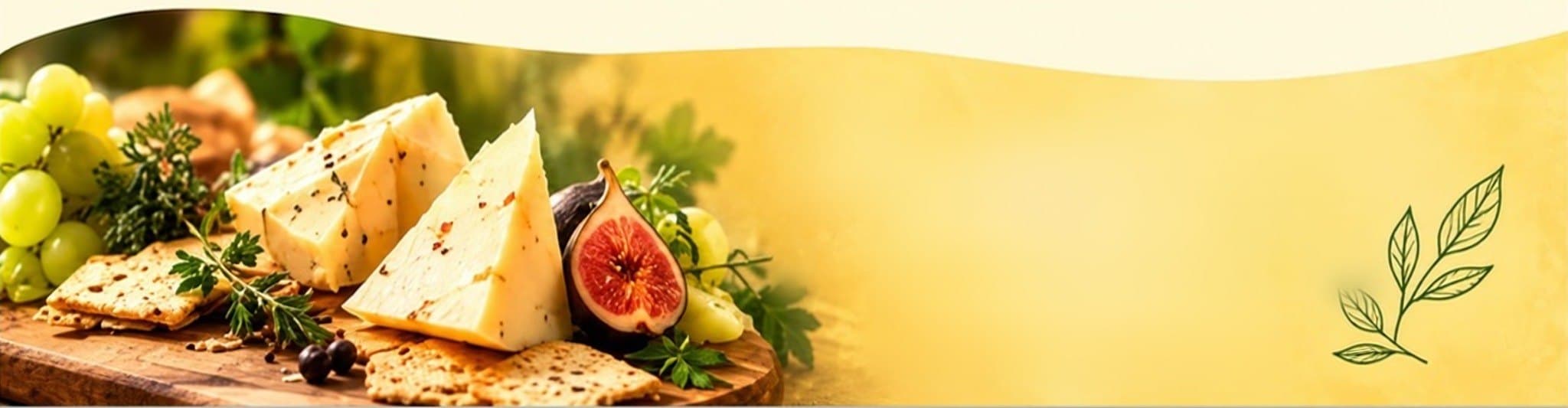 Cheese wedges with figs, grapes and crackers