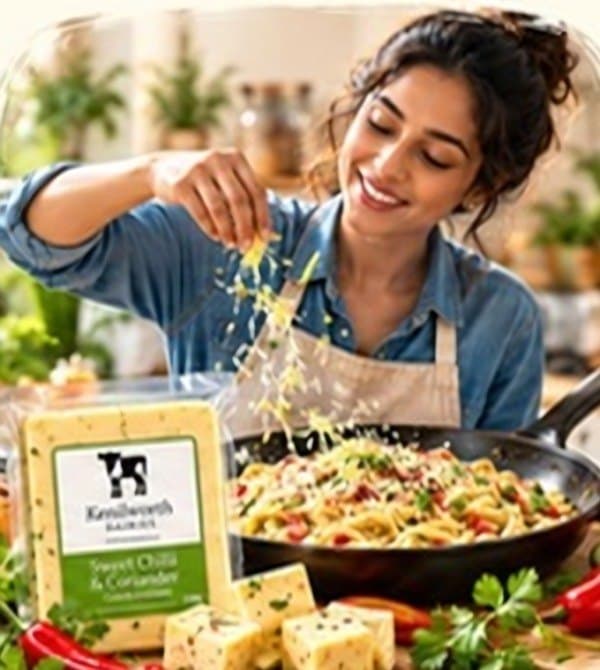 Grating cheese over a pasta dish