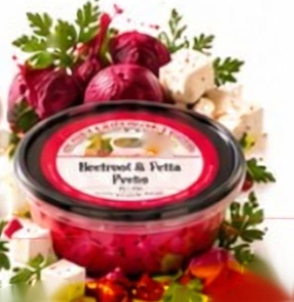 Beetroot and fetta pesto in a bowl