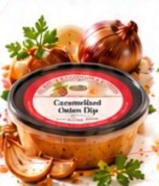 Caramelised onion dip in a bowl