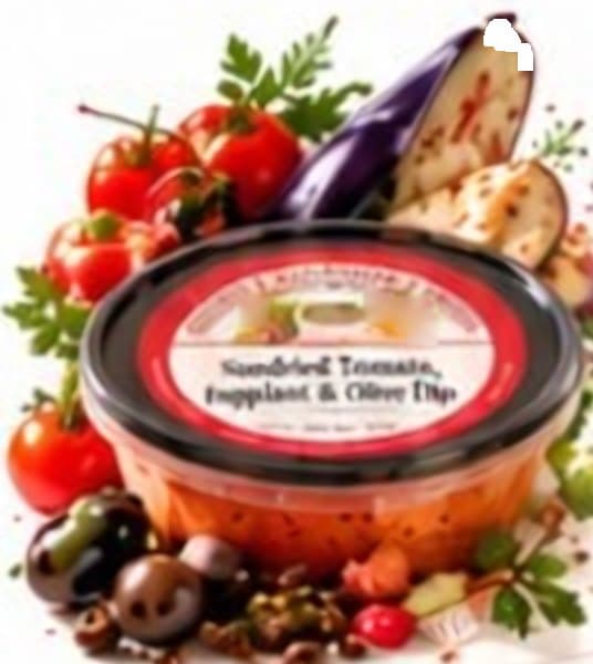 Sundried tomato and olive dip in a bowl