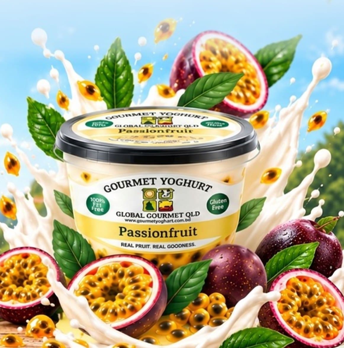 Passionfruit yoghurt with fresh passionfruit